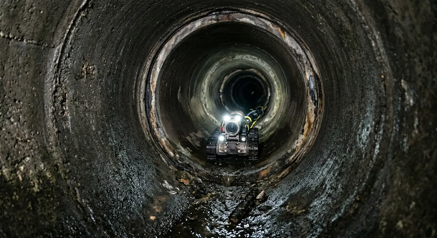 Robotic sewer camera inspecting pipe interior for Sewer Line Cleaning in Spanaway